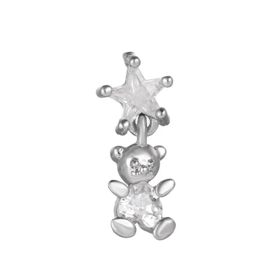 Olivenorma Silver Inlaid Zircon Cute Pattern Studs Earrings