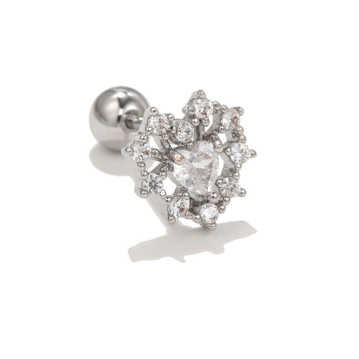 Olivenorma Silver Inlaid Zircon Cute Pattern Studs Earrings