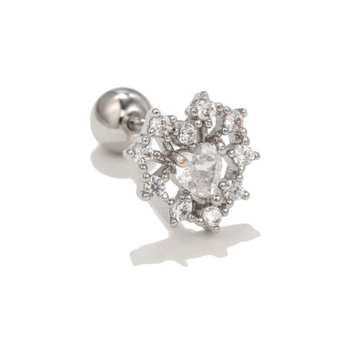 Olivenorma Silver Inlaid Zircon Cute Pattern Studs Earrings