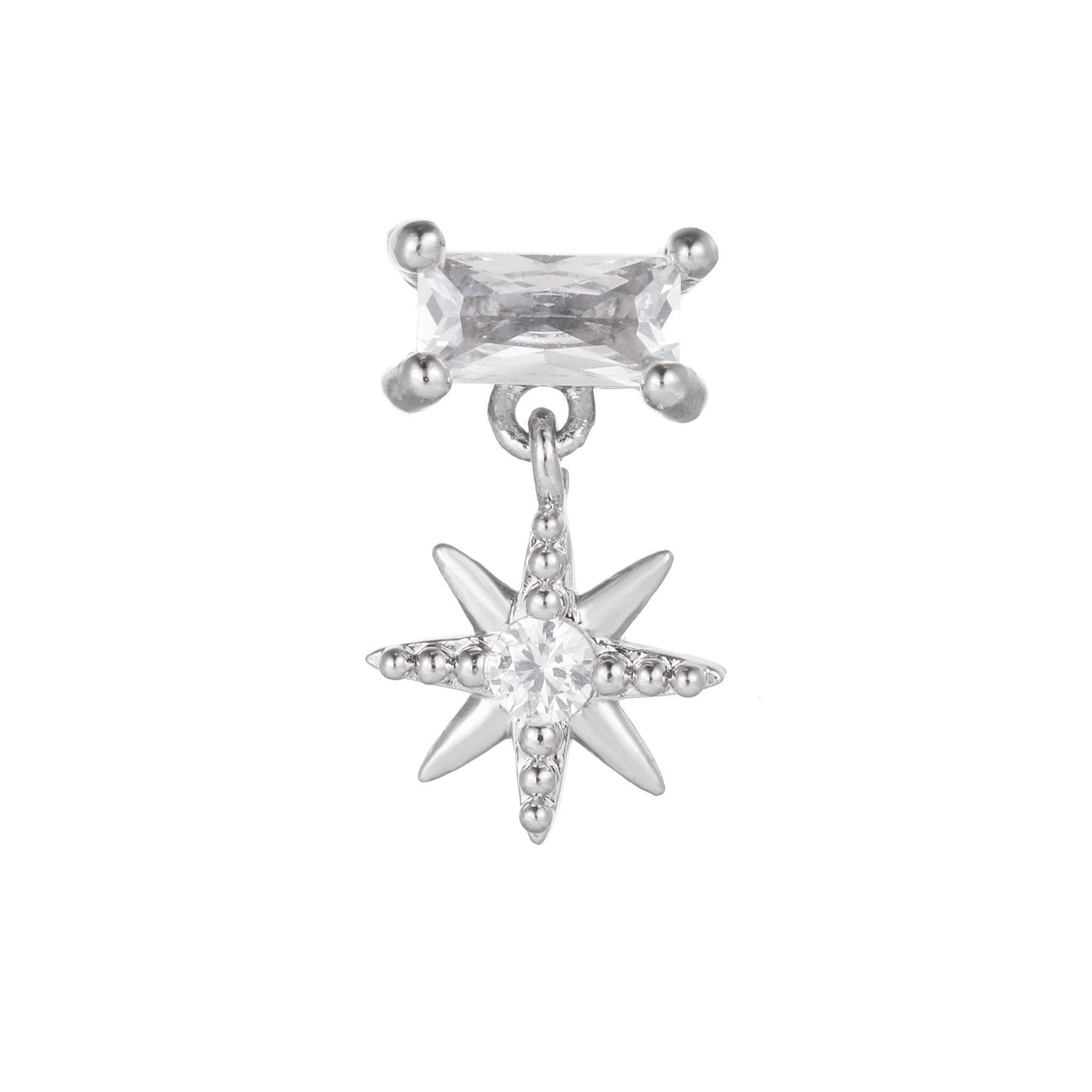Olivenorma Silver Inlaid Zircon Cute Pattern Studs Earrings