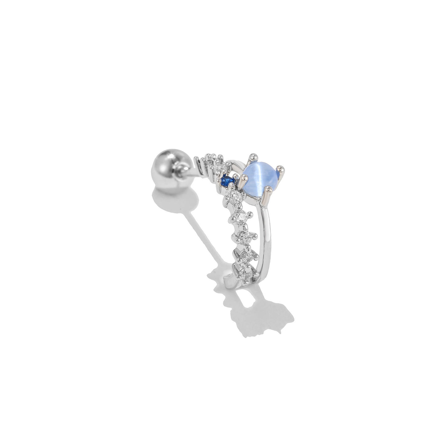 Olivenorma Silver Inlaid Zircon Cute Pattern Studs Earrings