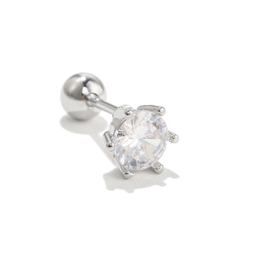 Olivenorma Silver Inlaid Zircon Cute Pattern Studs Earrings