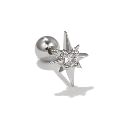 Olivenorma Silver Inlaid Zircon Cute Pattern Studs Earrings