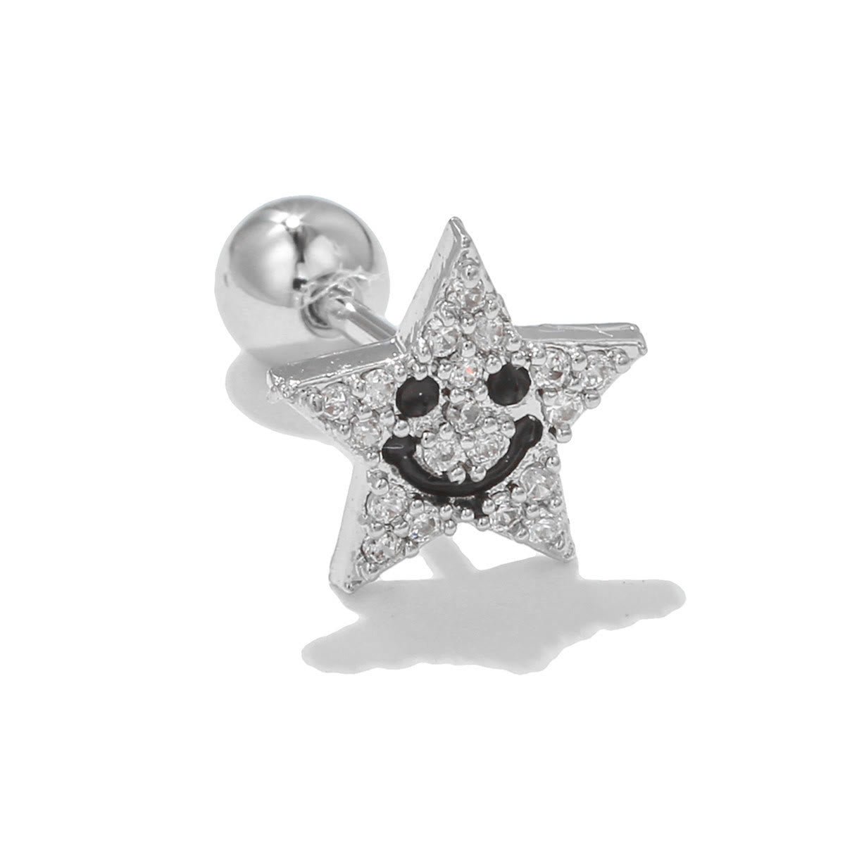 Olivenorma Silver Inlaid Zircon Cute Pattern Studs Earrings