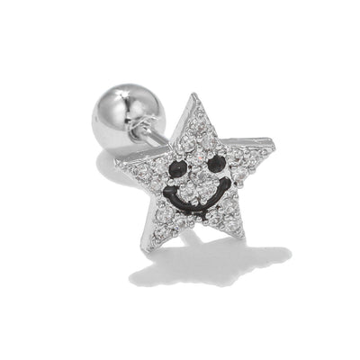 Olivenorma Silver Inlaid Zircon Cute Pattern Studs Earrings