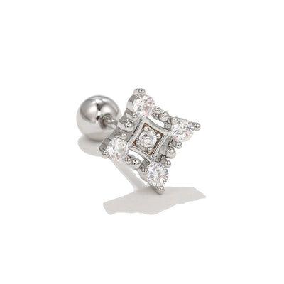 Olivenorma Silver Inlaid Zircon Cute Pattern Studs Earrings