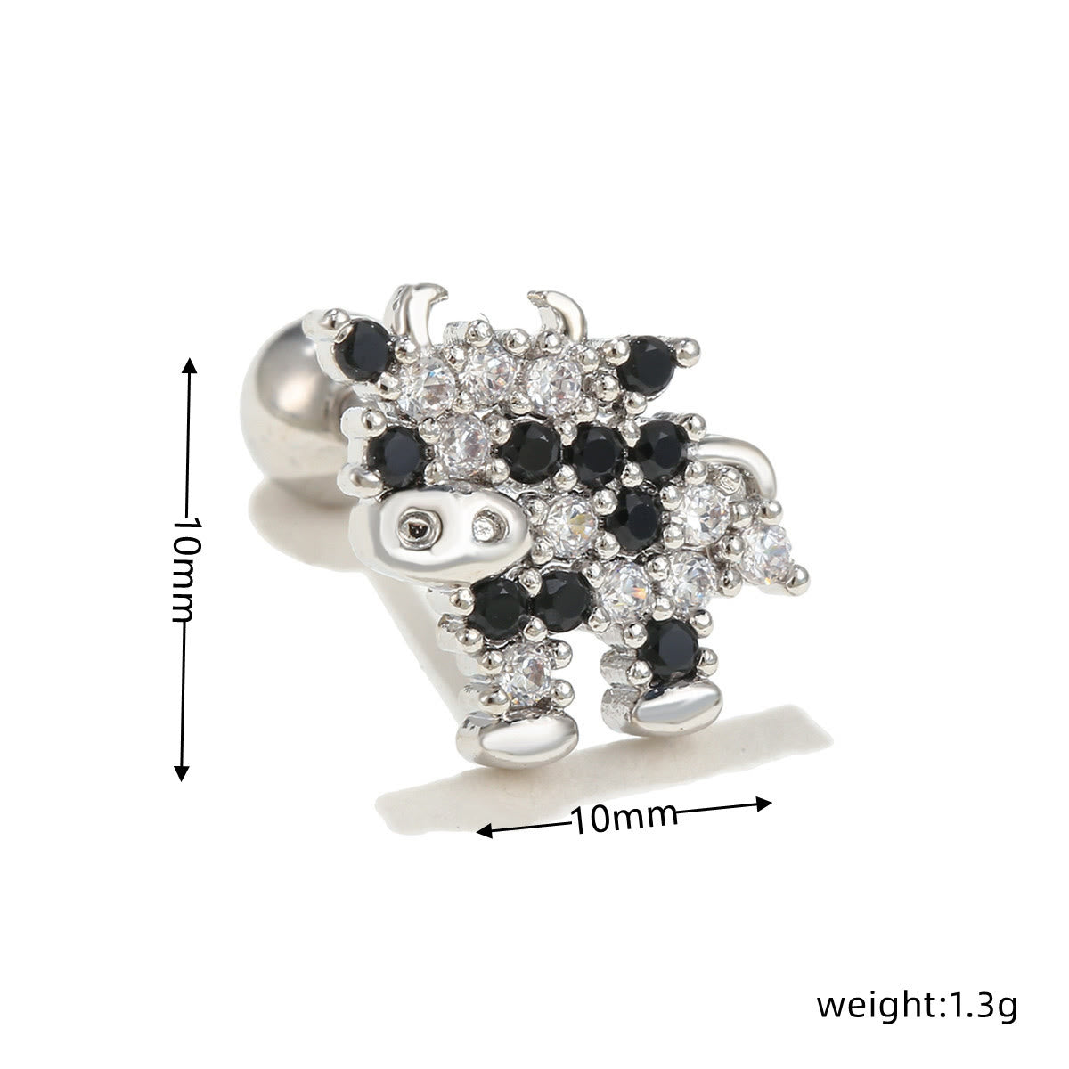Olivenorma Silver Inlaid Zircon Cute Pattern Studs Earrings