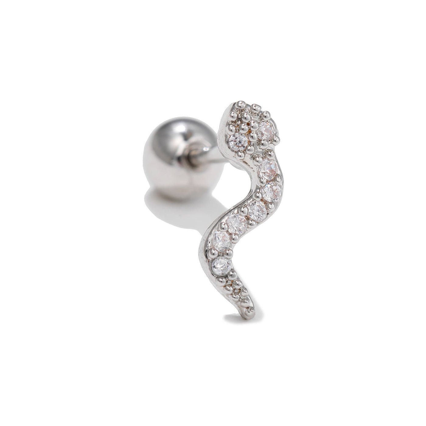 Olivenorma Silver Inlaid Zircon Cute Pattern Studs Earrings