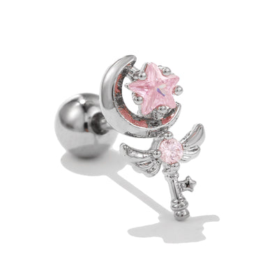 Olivenorma Silver Inlaid Zircon Cute Pattern Studs Earrings