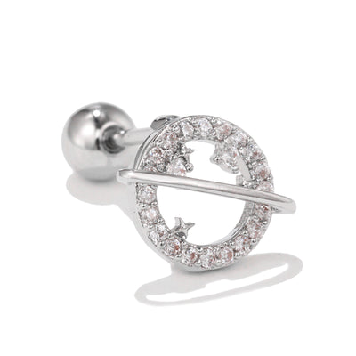 Olivenorma Silver Inlaid Zircon Cute Pattern Studs Earrings