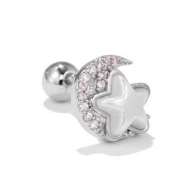 Olivenorma Silver Inlaid Zircon Cute Pattern Studs Earrings