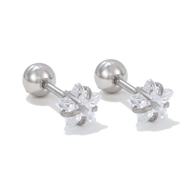 Olivenorma Geometric Cut Colored Zirconia Silver Studs Earrings