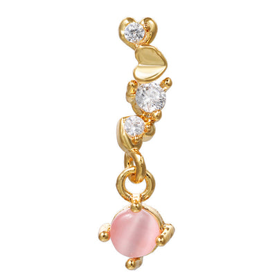 Olivenorma Lovely Heart Cut Pink Opal Zircon Earrings