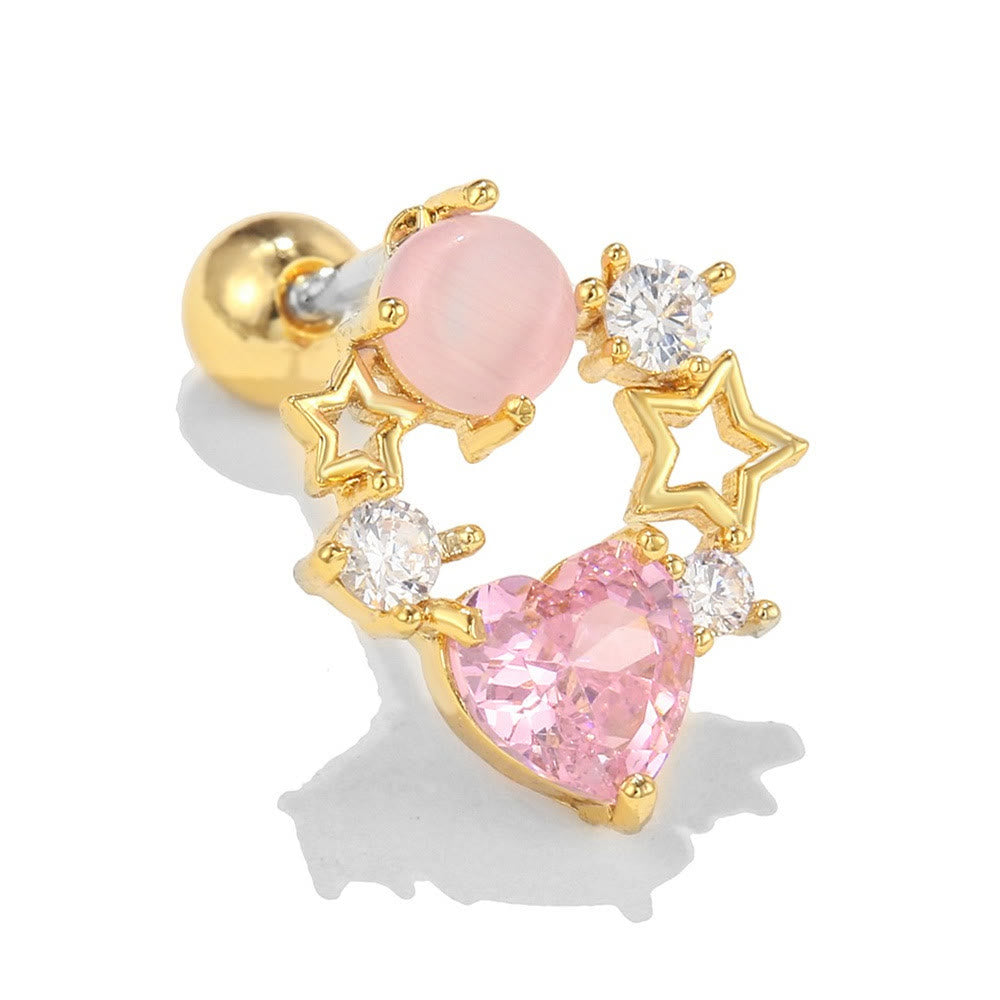 Olivenorma Lovely Heart Cut Pink Opal Zircon Earrings