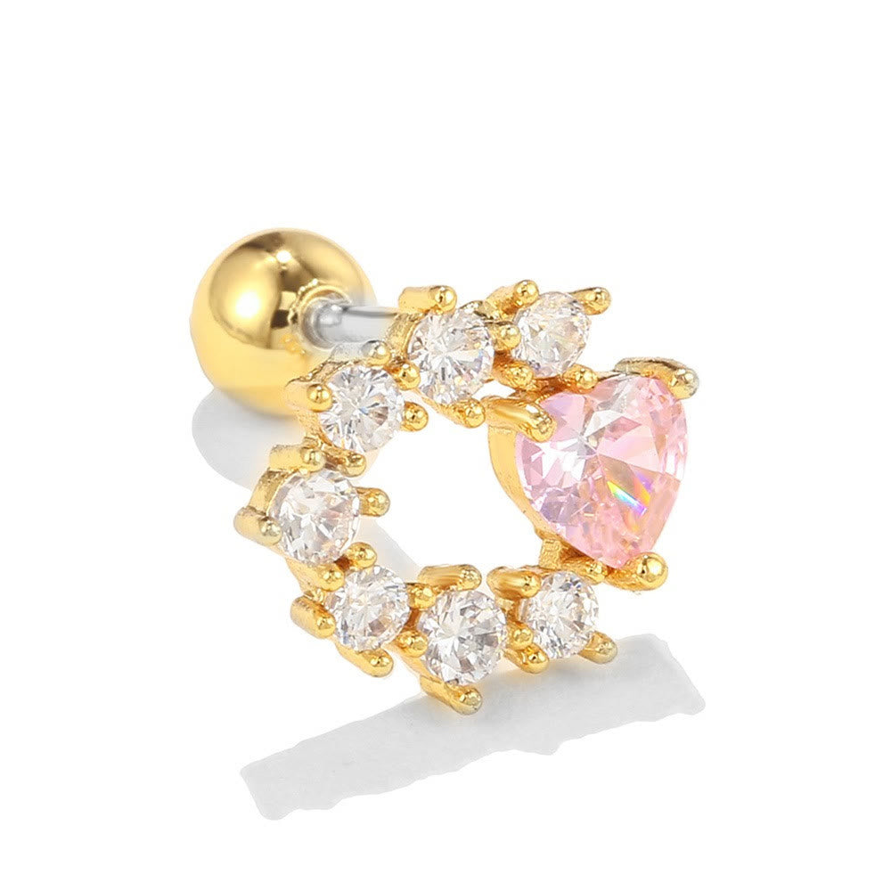 Olivenorma Lovely Heart Cut Pink Opal Zircon Earrings