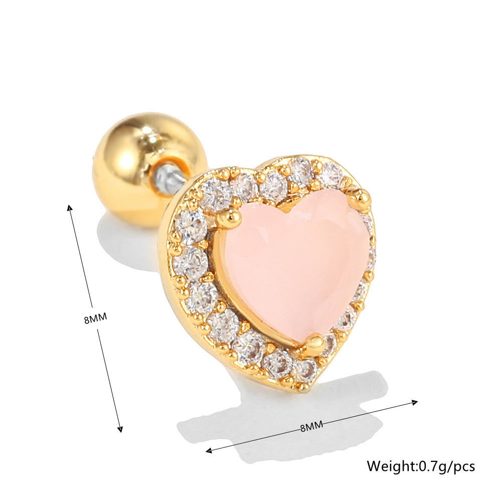 Olivenorma Lovely Heart Cut Pink Opal Zircon Earrings