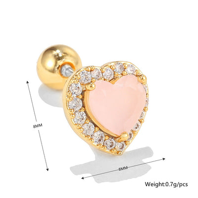Olivenorma Lovely Heart Cut Pink Opal Zircon Earrings