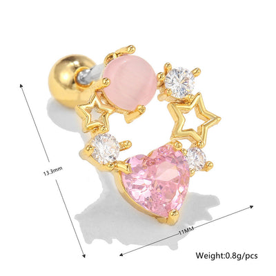 Olivenorma Lovely Heart Cut Pink Opal Zircon Earrings