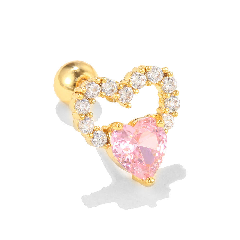 Olivenorma Lovely Heart Cut Pink Opal Zircon Earrings