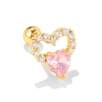 Olivenorma Lovely Heart Cut Pink Opal Zircon Earrings