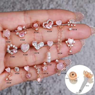Olivenorma Lovely Heart Cut Pink Opal Zircon Earrings