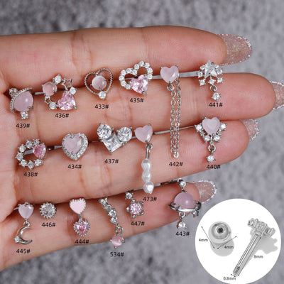 Olivenorma Lovely Heart Cut Pink Opal Zircon Earrings