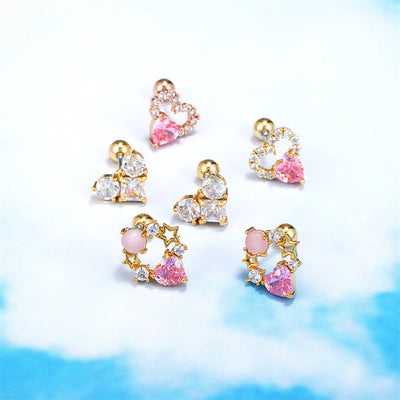Olivenorma Lovely Heart Cut Pink Opal Zircon Earrings