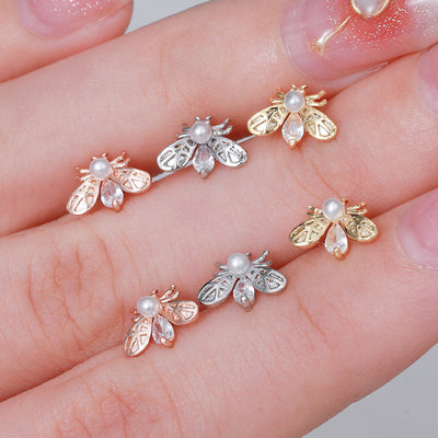 Olivenorma Exquisite White Zircon Silver Studs Earrings