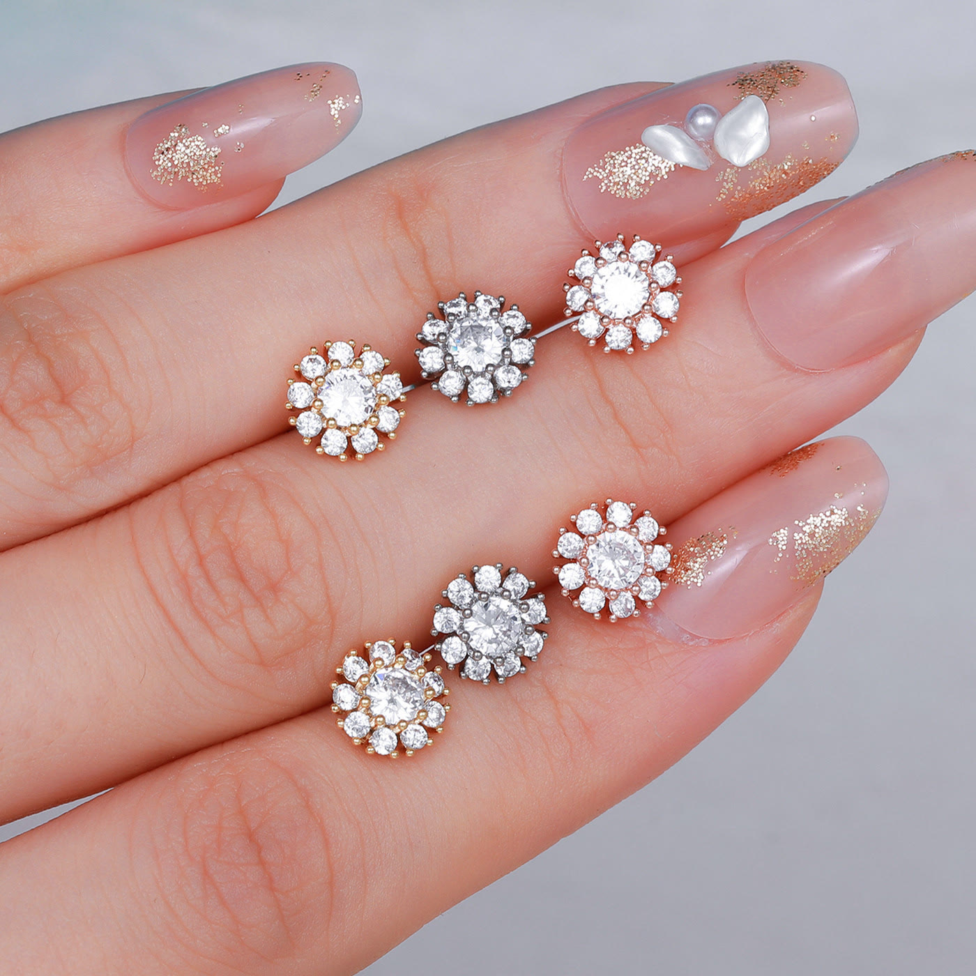 Olivenorma Exquisite White Zircon Silver Studs Earrings