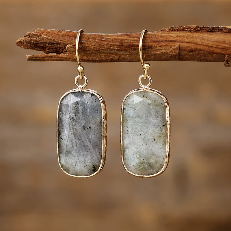 Olivenorma Baguette Oval Cut Natural Crystal Earrings