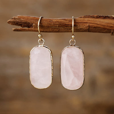 Olivenorma Baguette Oval Cut Natural Crystal Earrings