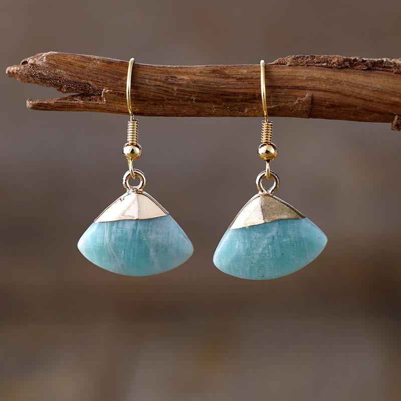 Olivenorma Scalloped Amazonite Lepidolite Pendant Earrings
