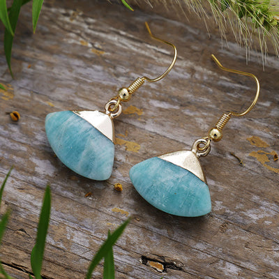Olivenorma Scalloped Amazonite Lepidolite Pendant Earrings