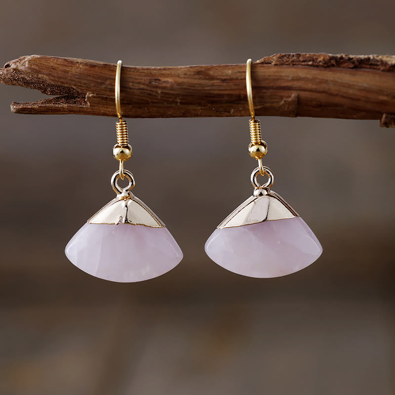 Olivenorma Scalloped Amazonite Lepidolite Pendant Earrings