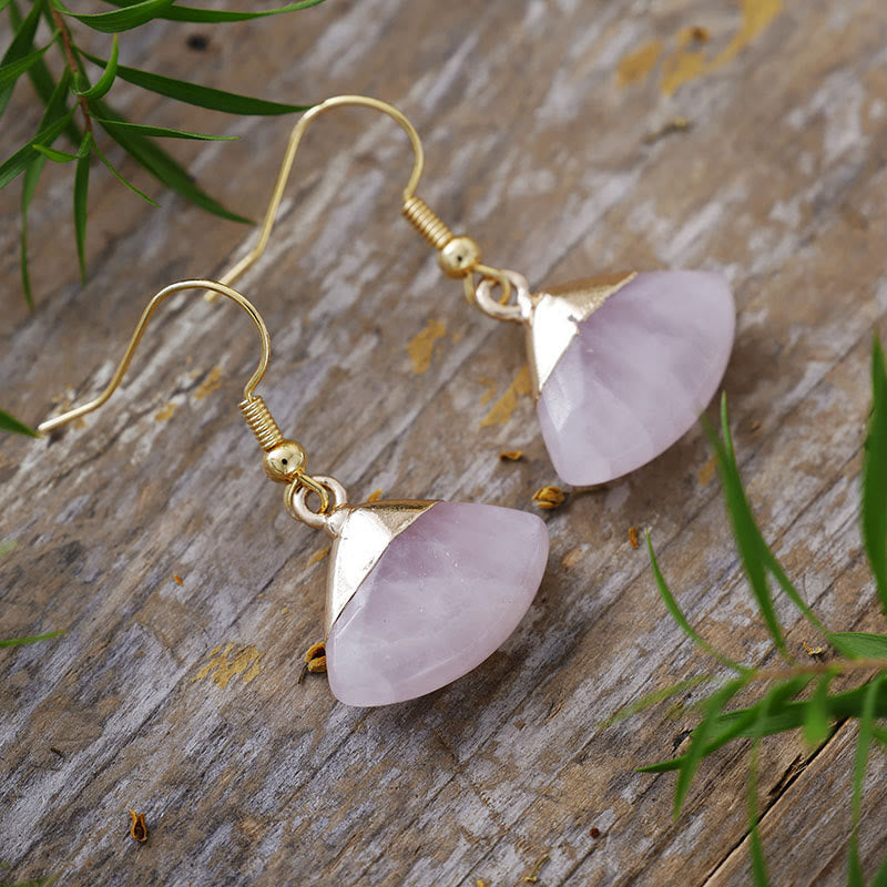 Olivenorma Scalloped Amazonite Lepidolite Pendant Earrings