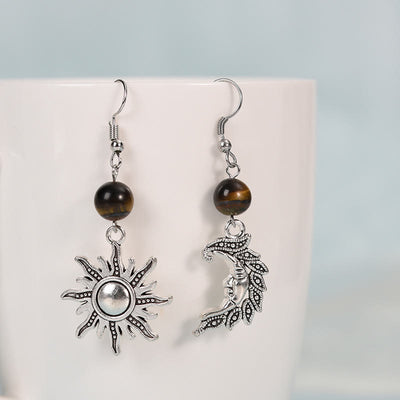 Olivenorma Natural Stone Irregular Sun Moon Pendant Earrings
