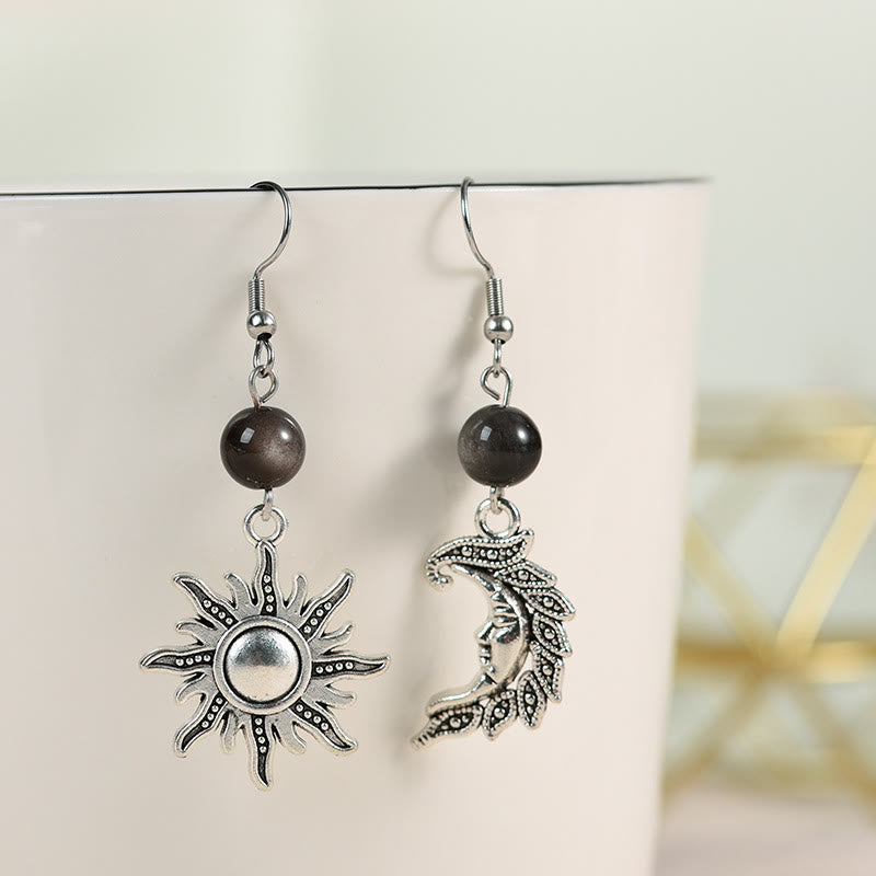 Olivenorma Natural Stone Irregular Sun Moon Pendant Earrings