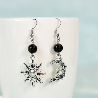 Olivenorma Natural Stone Irregular Sun Moon Pendant Earrings