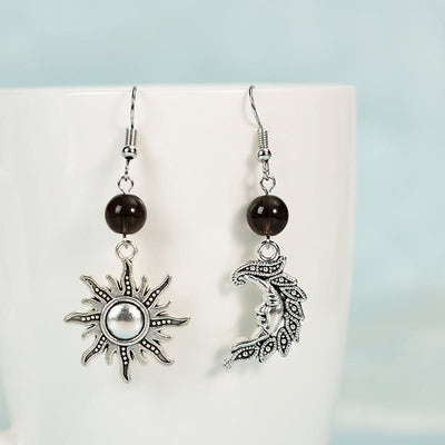 Olivenorma Natural Stone Irregular Sun Moon Pendant Earrings