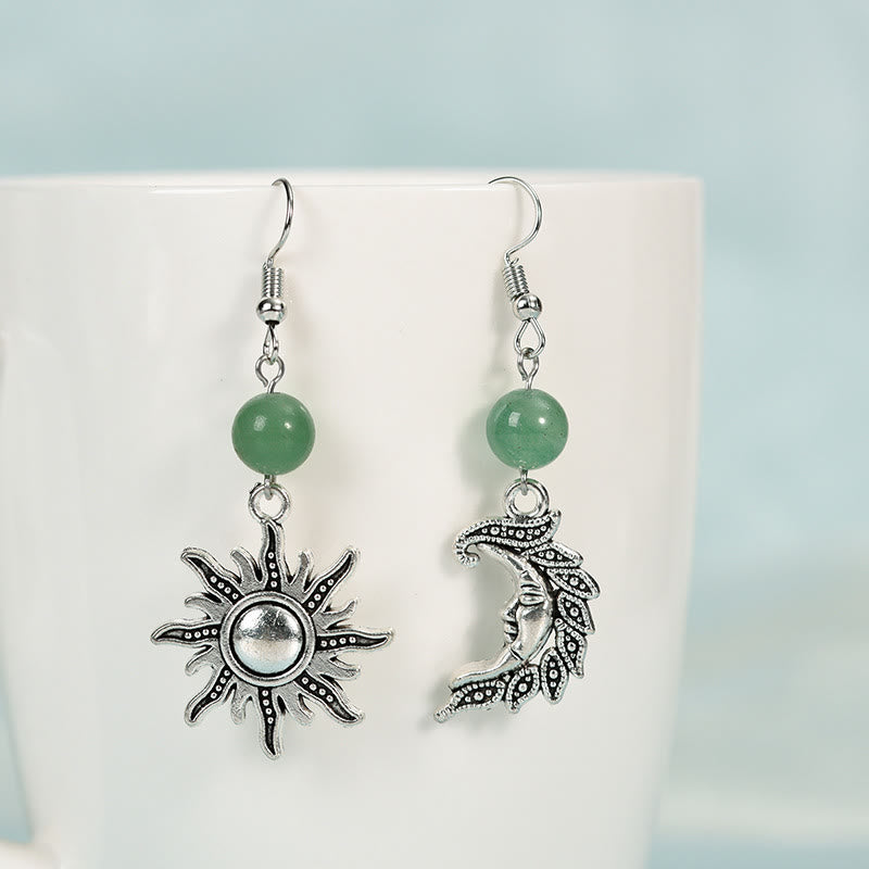 Olivenorma Natural Stone Irregular Sun Moon Pendant Earrings