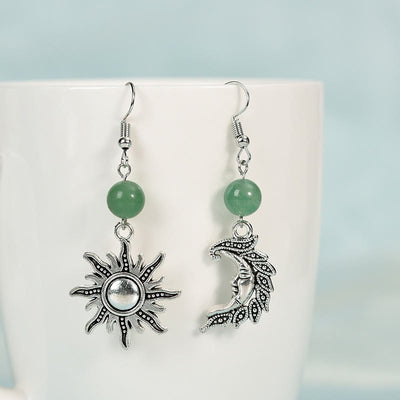 Olivenorma Natural Stone Irregular Sun Moon Pendant Earrings
