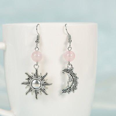 Olivenorma Natural Stone Irregular Sun Moon Pendant Earrings