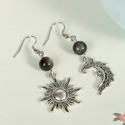 Olivenorma Natural Stone Irregular Sun Moon Pendant Earrings