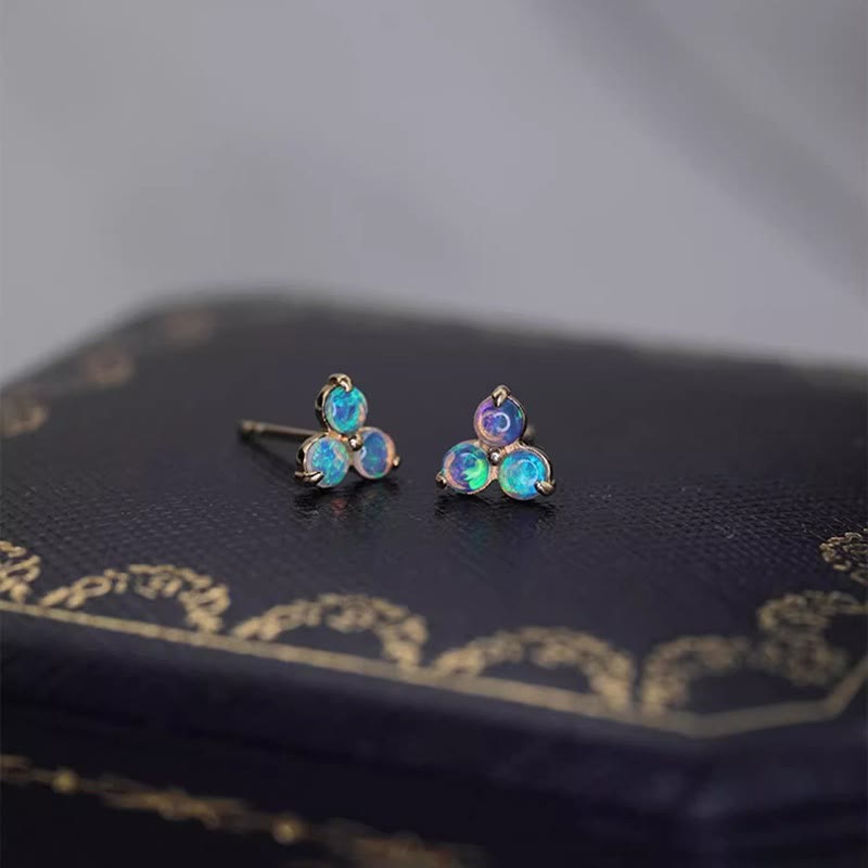 Olivenorma Natural Opal Triple Annulus Earrings