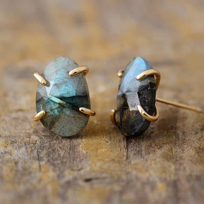 Olivenorma Irregular Section Labradorite Studs Earrings