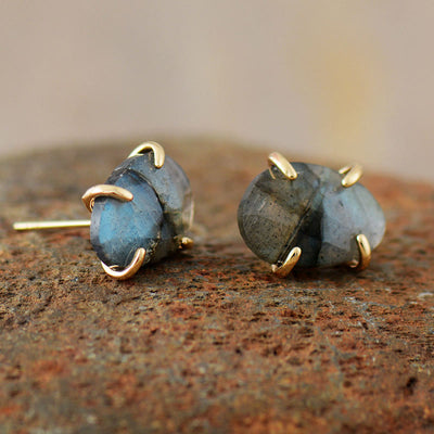 Olivenorma Irregular Section Labradorite Studs Earrings