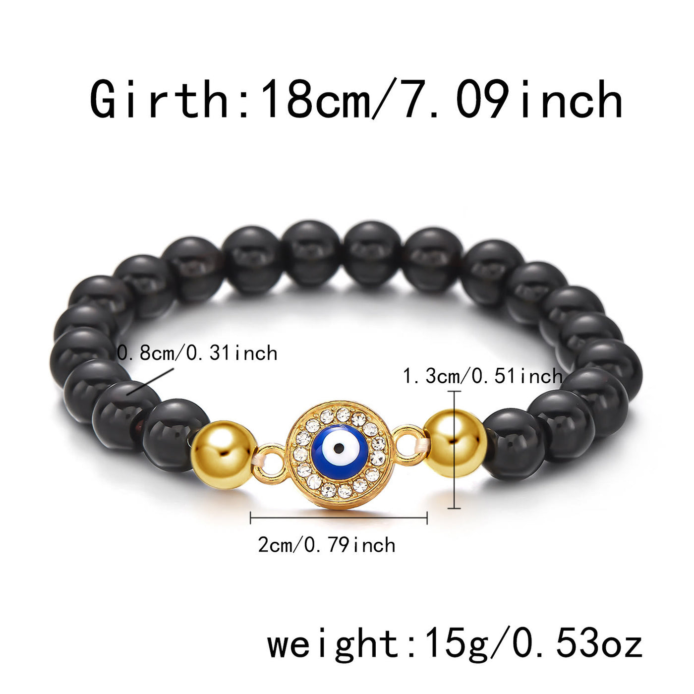 Olivenorma Hematite Obsidian Tiger Eye Evil Eye Beads Bracelet