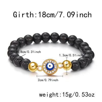Olivenorma Hematite Obsidian Tiger Eye Evil Eye Beads Bracelet
