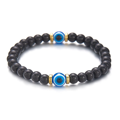 Olivenorma Hematite Obsidian Tiger Eye Evil Eye Beads Bracelet
