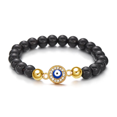 Olivenorma Hematite Obsidian Tiger Eye Evil Eye Beads Bracelet